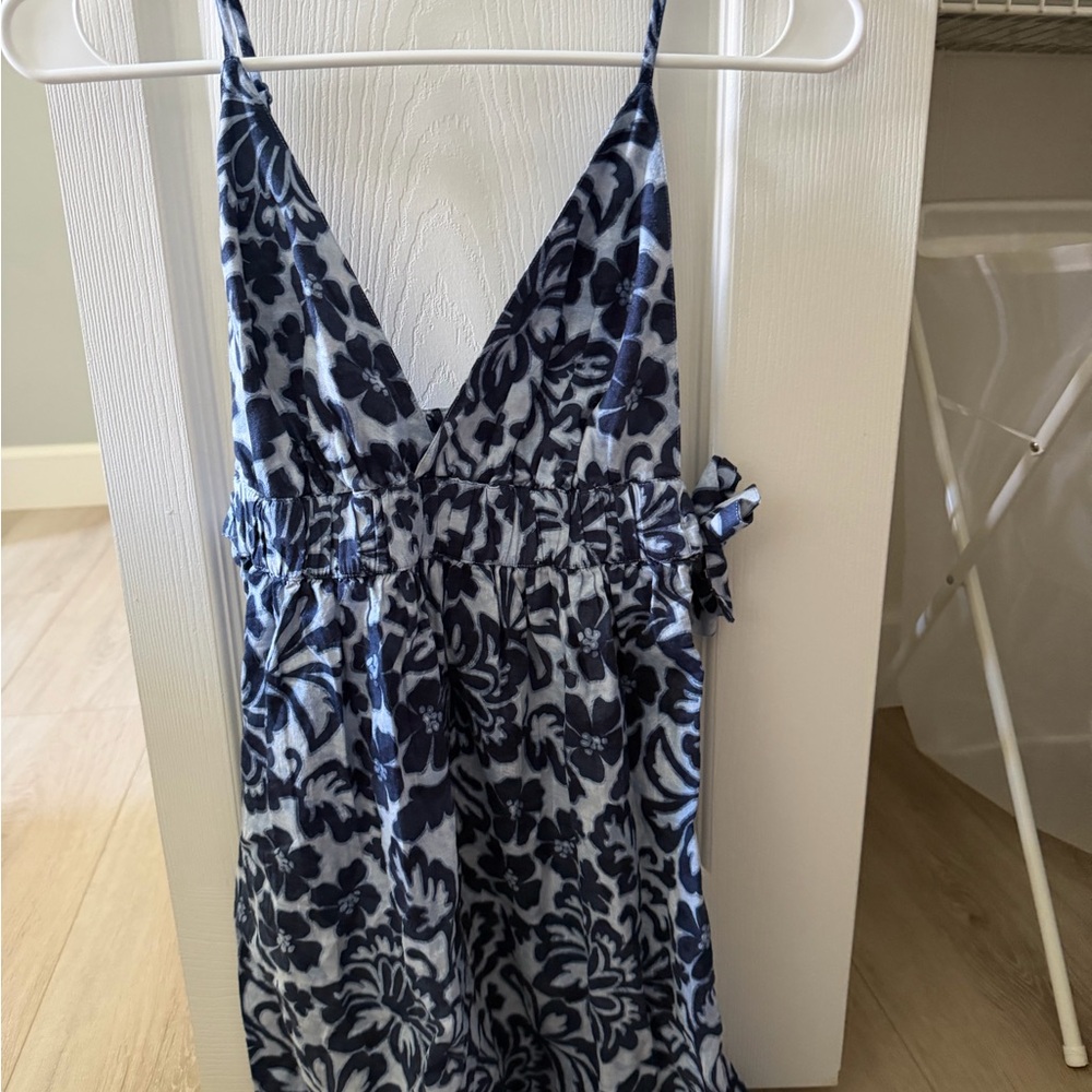 Navy and White Floral Slip Dress